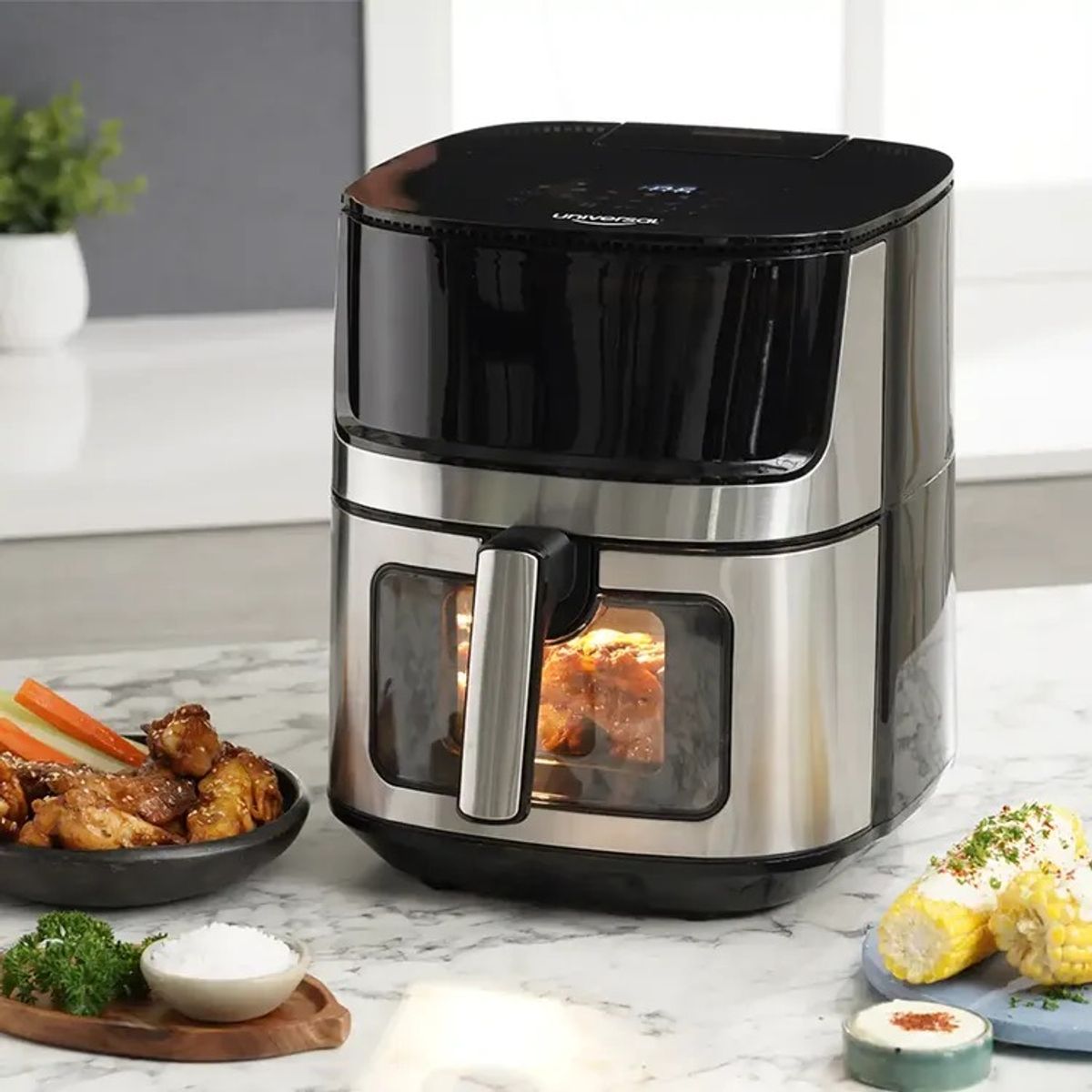 UNIVERSAL - Freidora de aire UNIVERSAL Inox 6.2 Litros  Negra