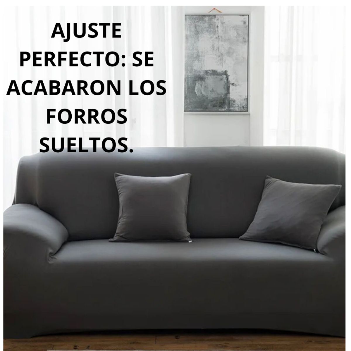 GENERICO - Forro Funda Cubre Sofá 3 Puestos Elástico Liso Piel Durazno - GRIS