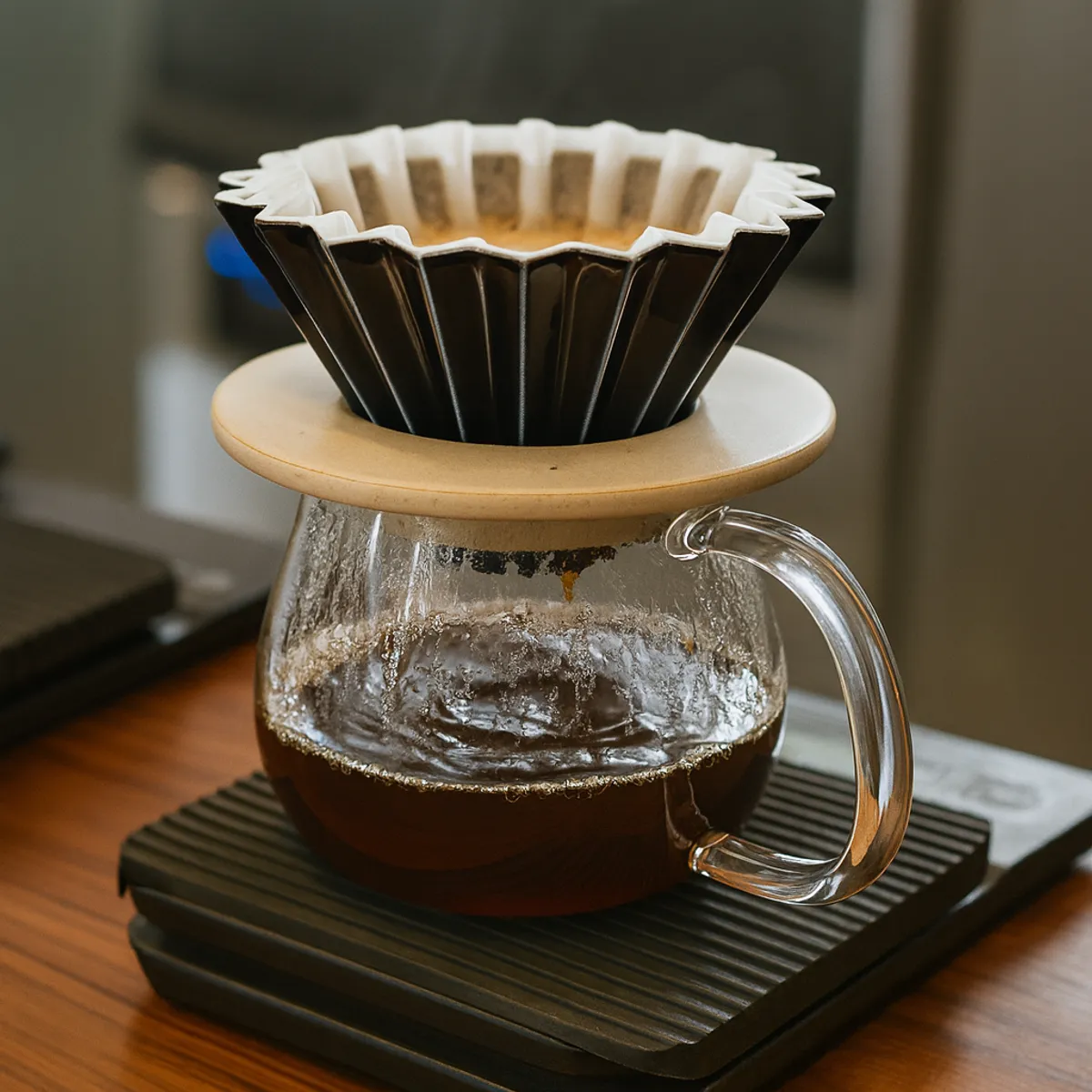 BIGCENTER - Flower Dripper Origami Negro cerámico método Extracción de Café