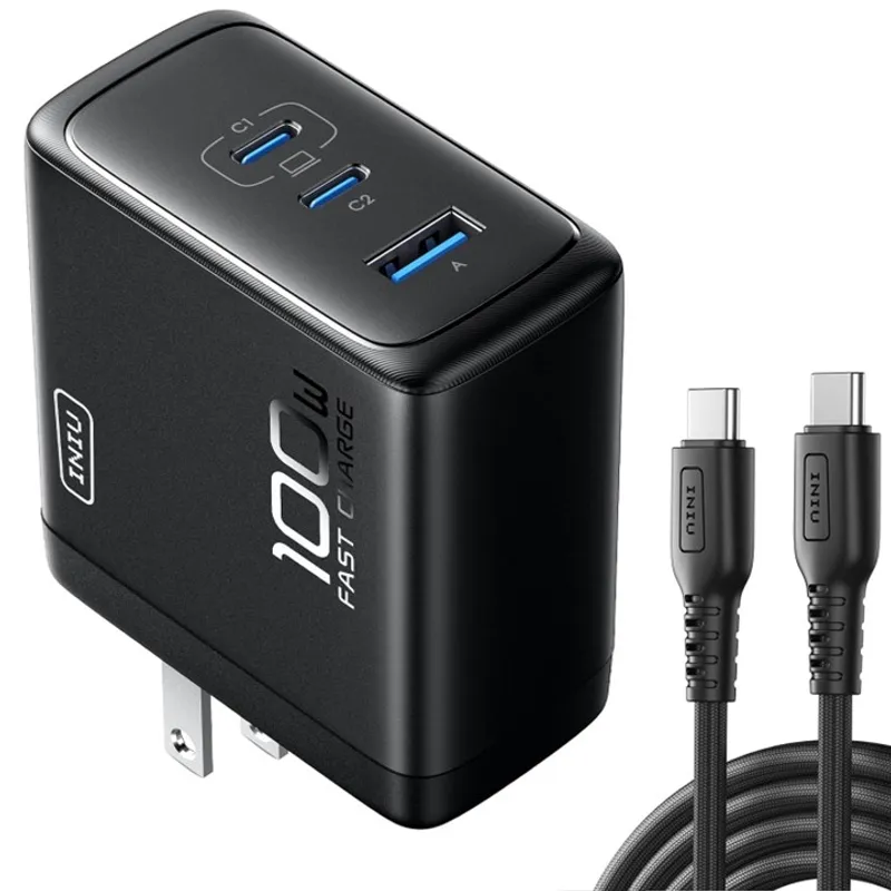 INIU - Cargador Rapido 100w Iniu Cable Usb C ( Usb-c X 2 Y Usb-a)