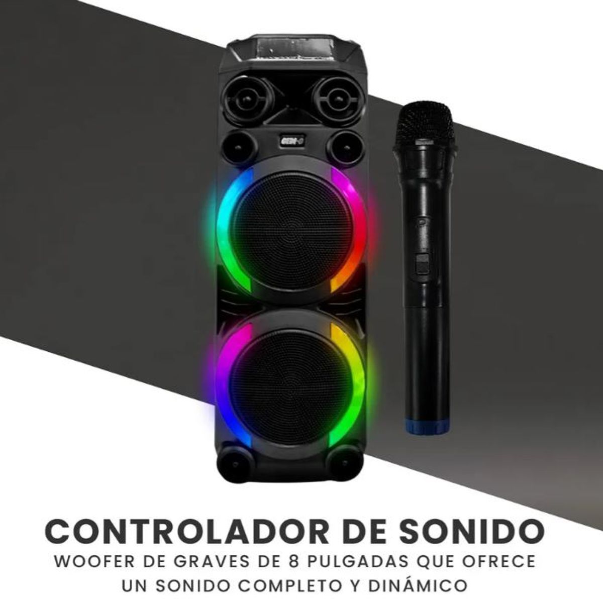 INNOVA - Parlante Torre 60w Bluetooth 5.3 Micrófono Luces Led Woofer 8 Usb