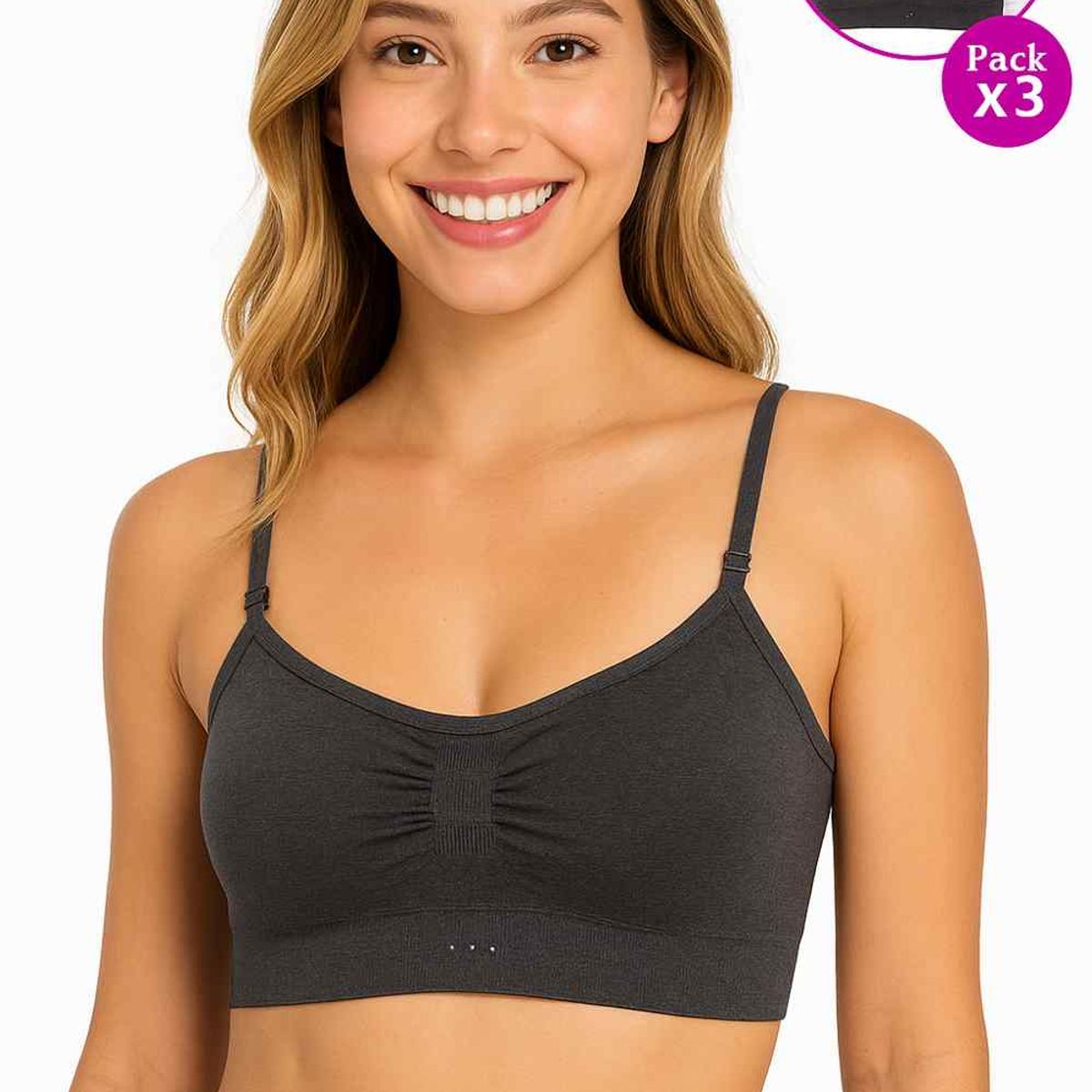 LILI PINK - Paquete x3 top seamless sin costuras laterales