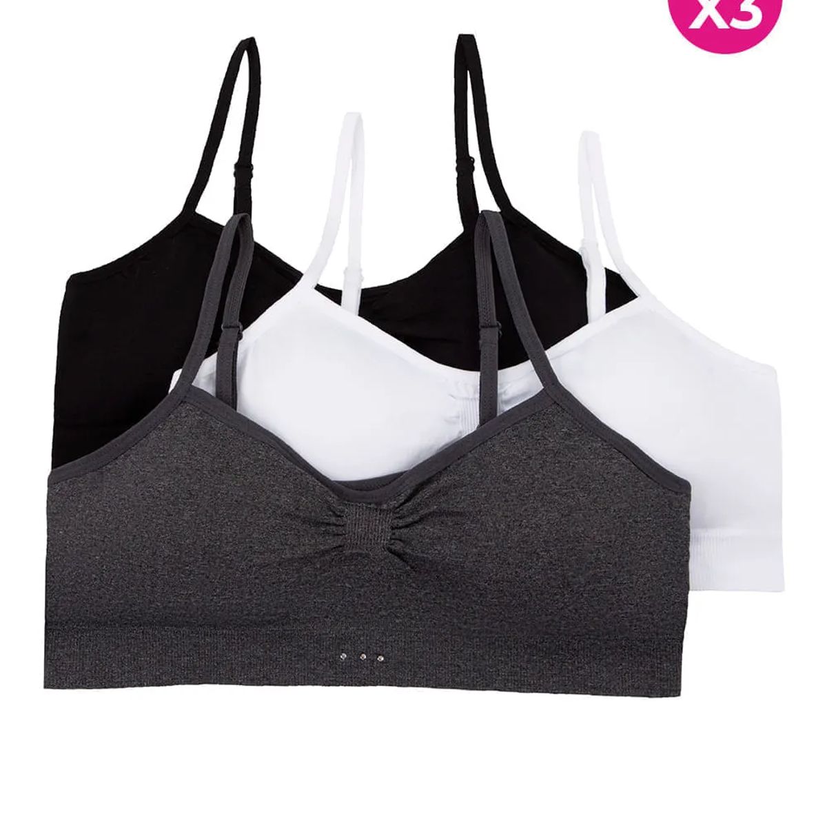 LILI PINK - Paquete x3 top seamless sin costuras laterales