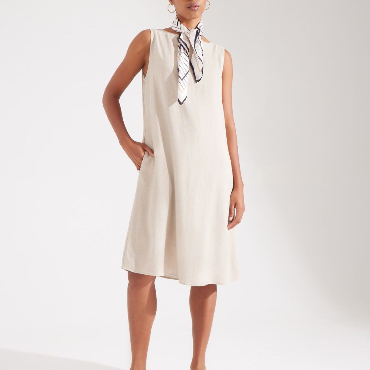 PATPRIMO - Vestido En Efecto Lino  Para Mujer Beige Patprimo