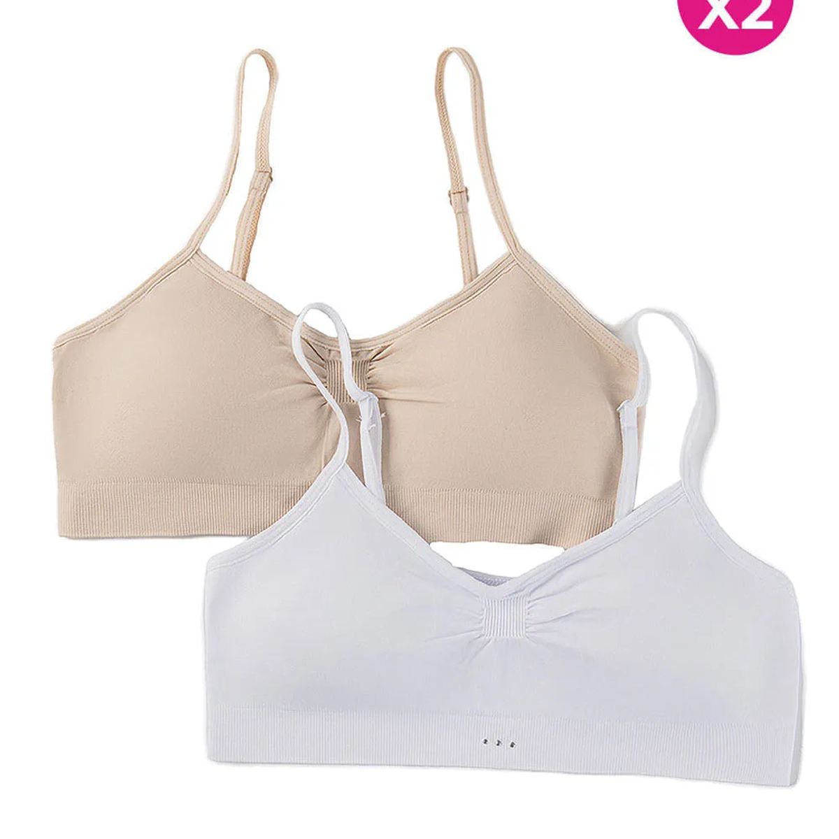 LILI PINK - Paquete x2 top sin costuras con copas removibles