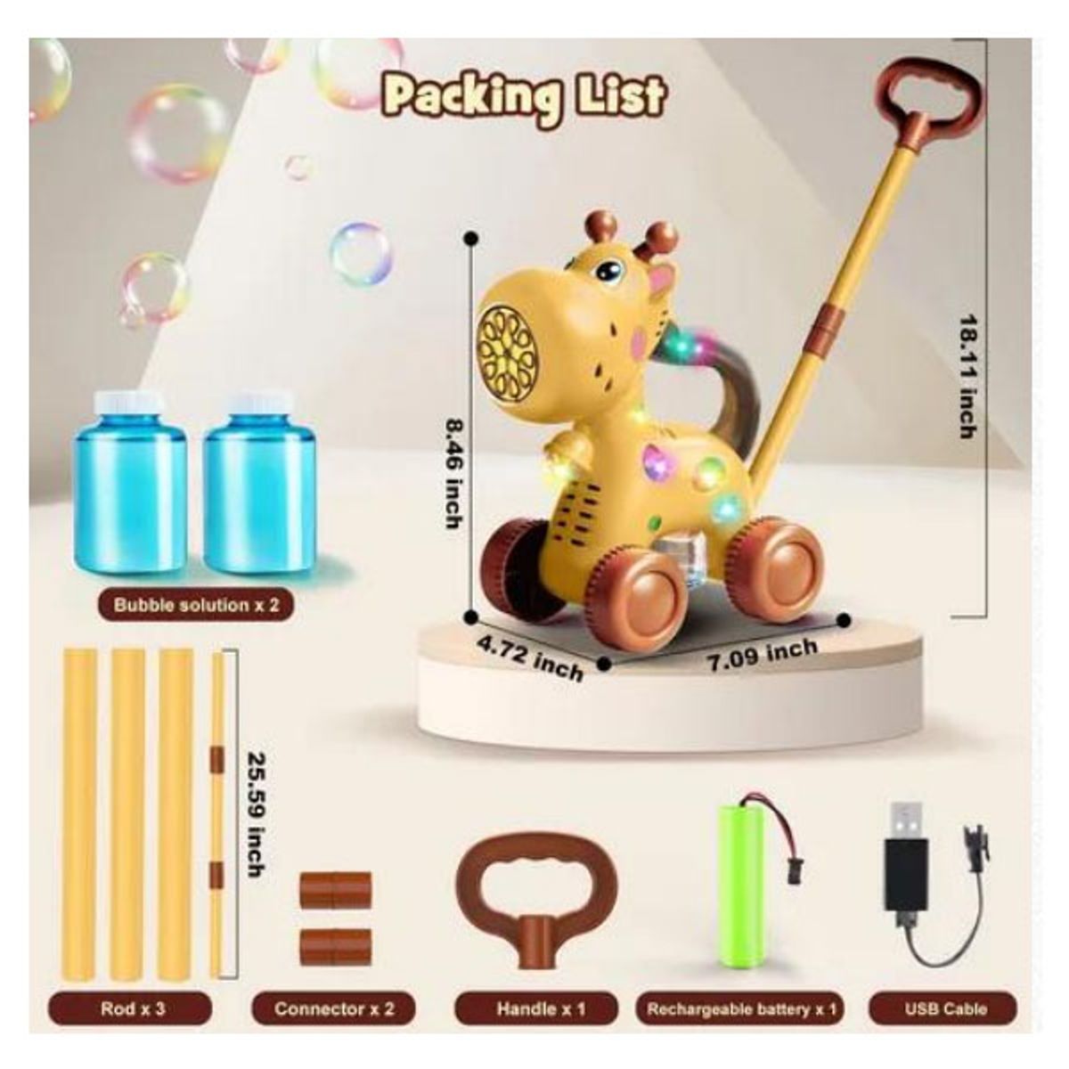 BUBBLE - Burbujero Animales Recargable Andadera Juguete Interactivo