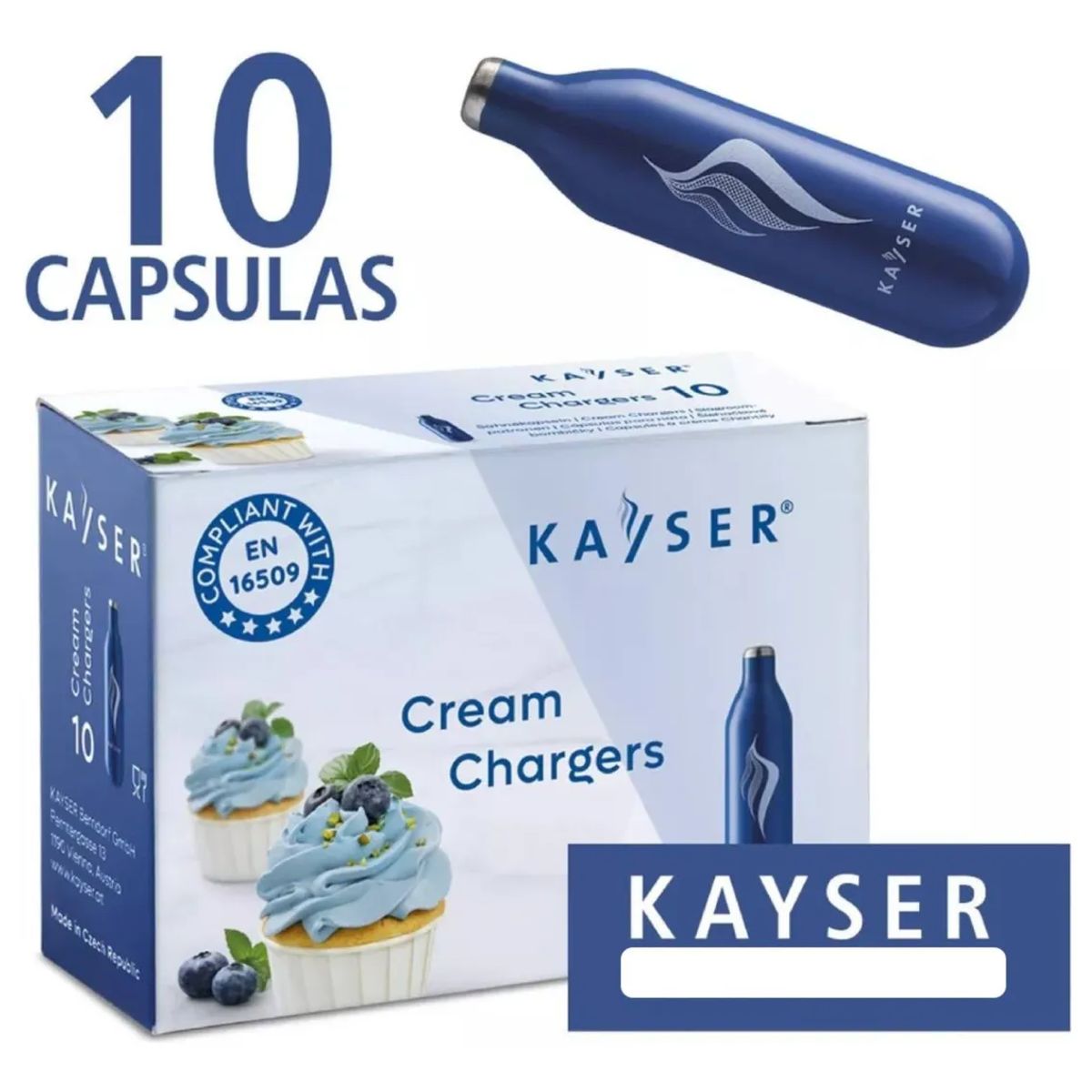 BIGCENTER - Cápsulas Sifon Dispensador Crema Chantilly X10 Unds Kayser