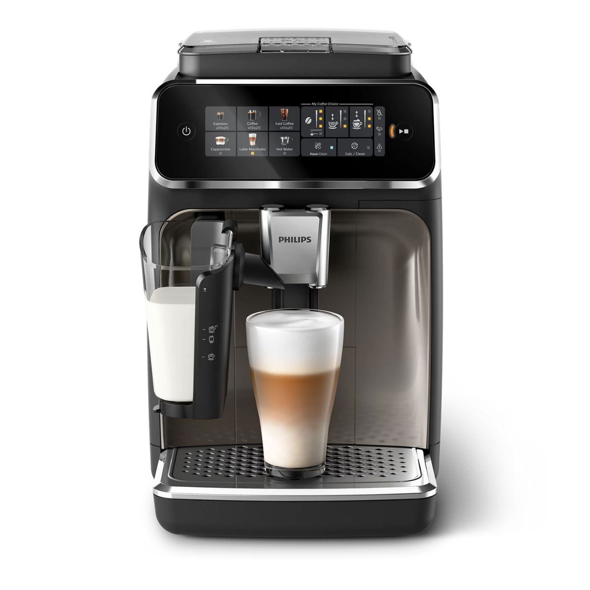 PHILIPS - Cafetera Automática Philips café expreso con LatteGo 6 bebidas EP3347/90 Negro cromo