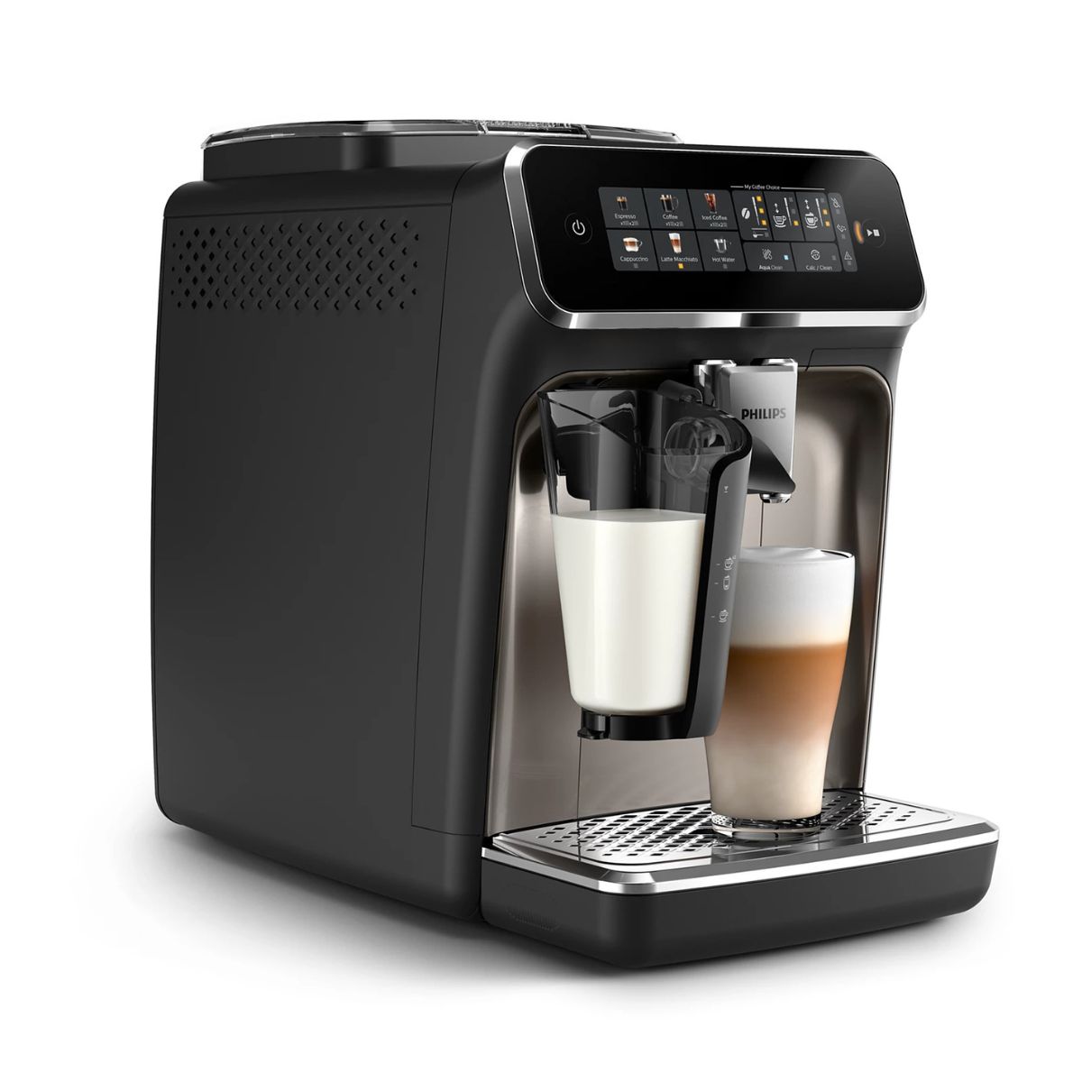 PHILIPS - Cafetera Automática Philips café expreso con LatteGo 6 bebidas EP3347/90 Negro cromo