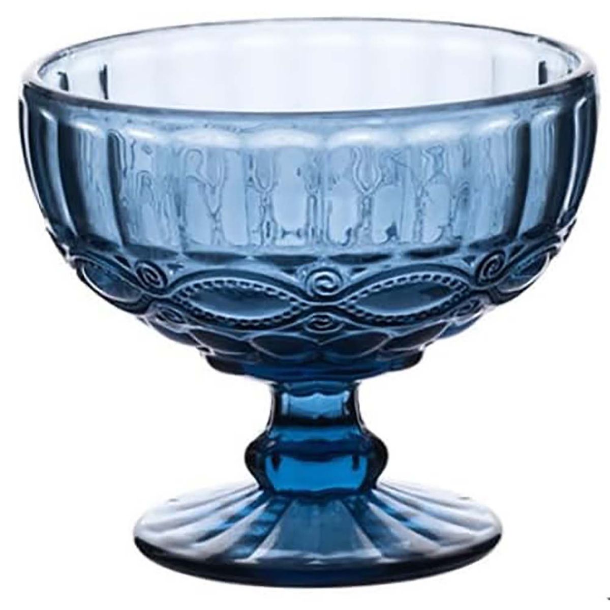 TIGRES DEL ASIA - SET 6 COPAS POSTRE VINTAGE VIDRIO AZUL 12 OZ