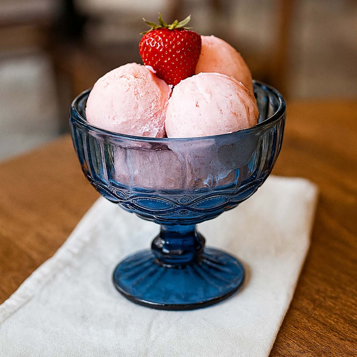 TIGRES DEL ASIA - SET 6 COPAS POSTRE VINTAGE VIDRIO AZUL 12 OZ