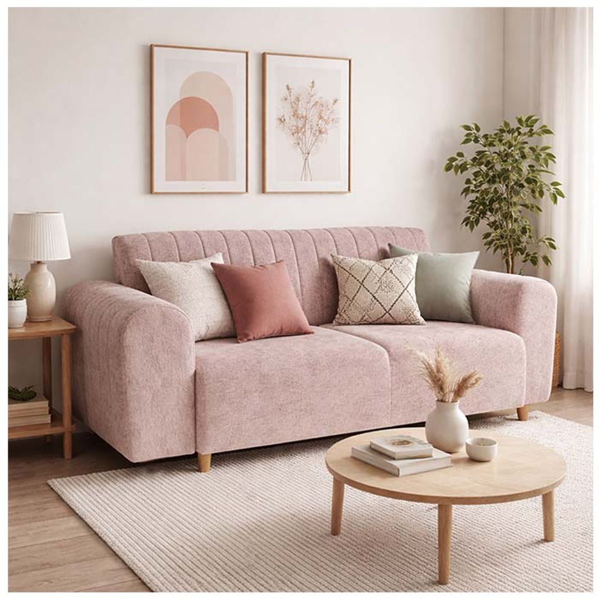 GENERICO - SOFA DE 3 PUESTOS MARSELLA EN TELA ANTIFLUIDOS ROSA