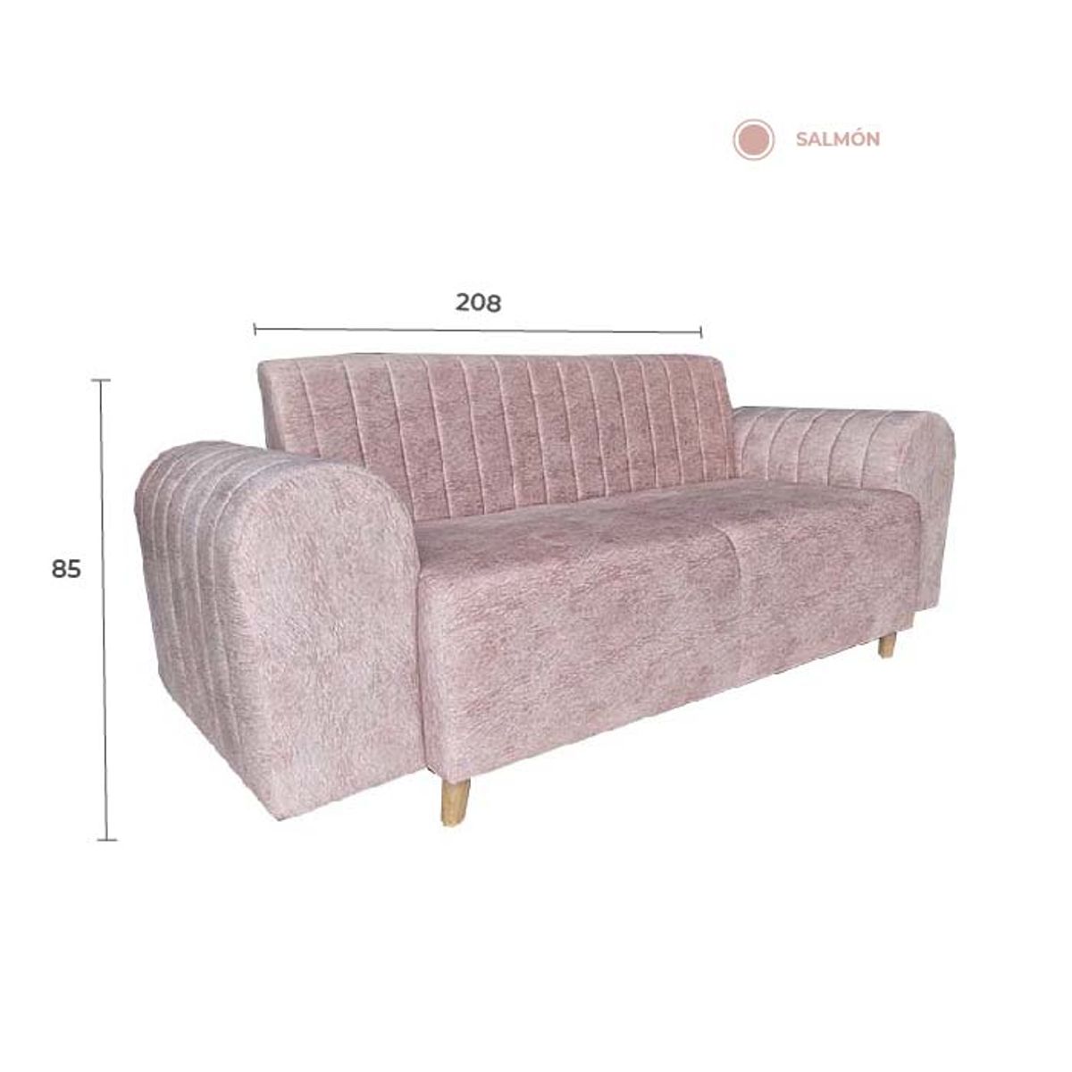 GENERICO - SOFA DE 3 PUESTOS MARSELLA EN TELA ANTIFLUIDOS ROSA