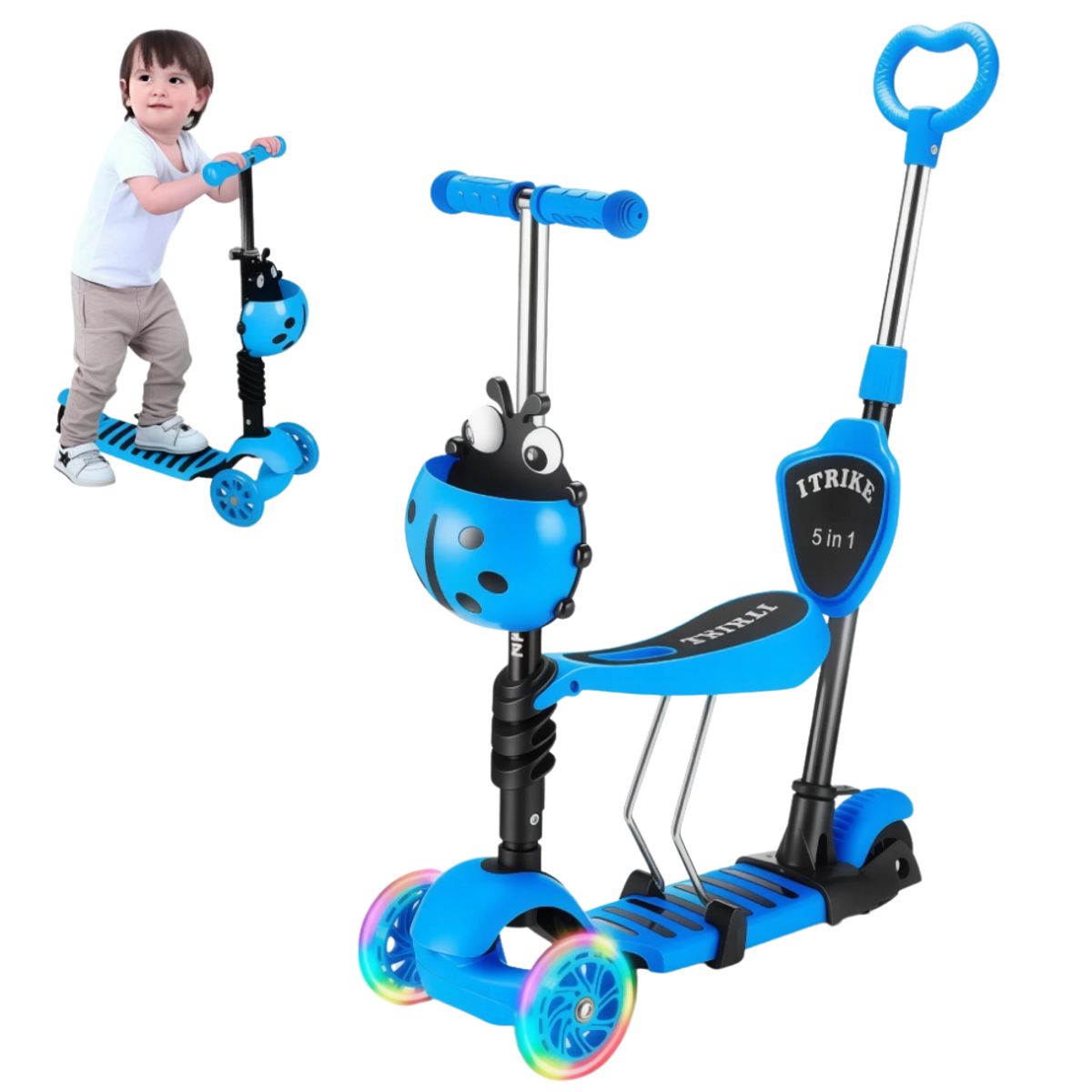 COLME TECHNOLOGY HOME - Patineta Scooter Monopatín Para Niños 5en1 Luz Led Infantil