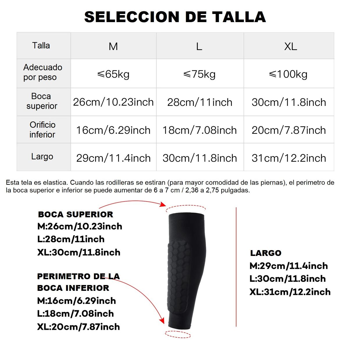 GENERICO - Canilleras Espinilleras Futbol Licrada Profesional par Negro Talla M