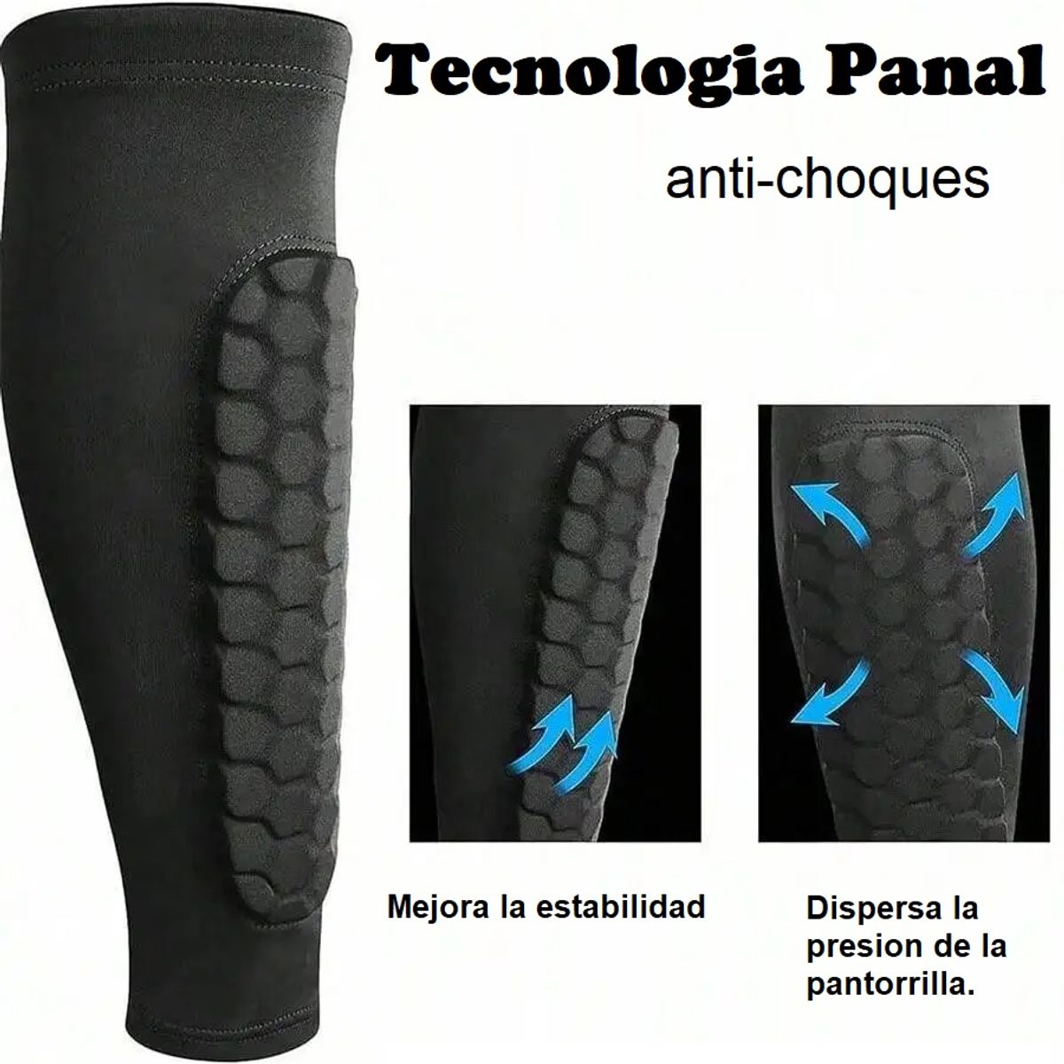 GENERICO - Canilleras Espinilleras Futbol Licrada Profesional par Negro Talla M