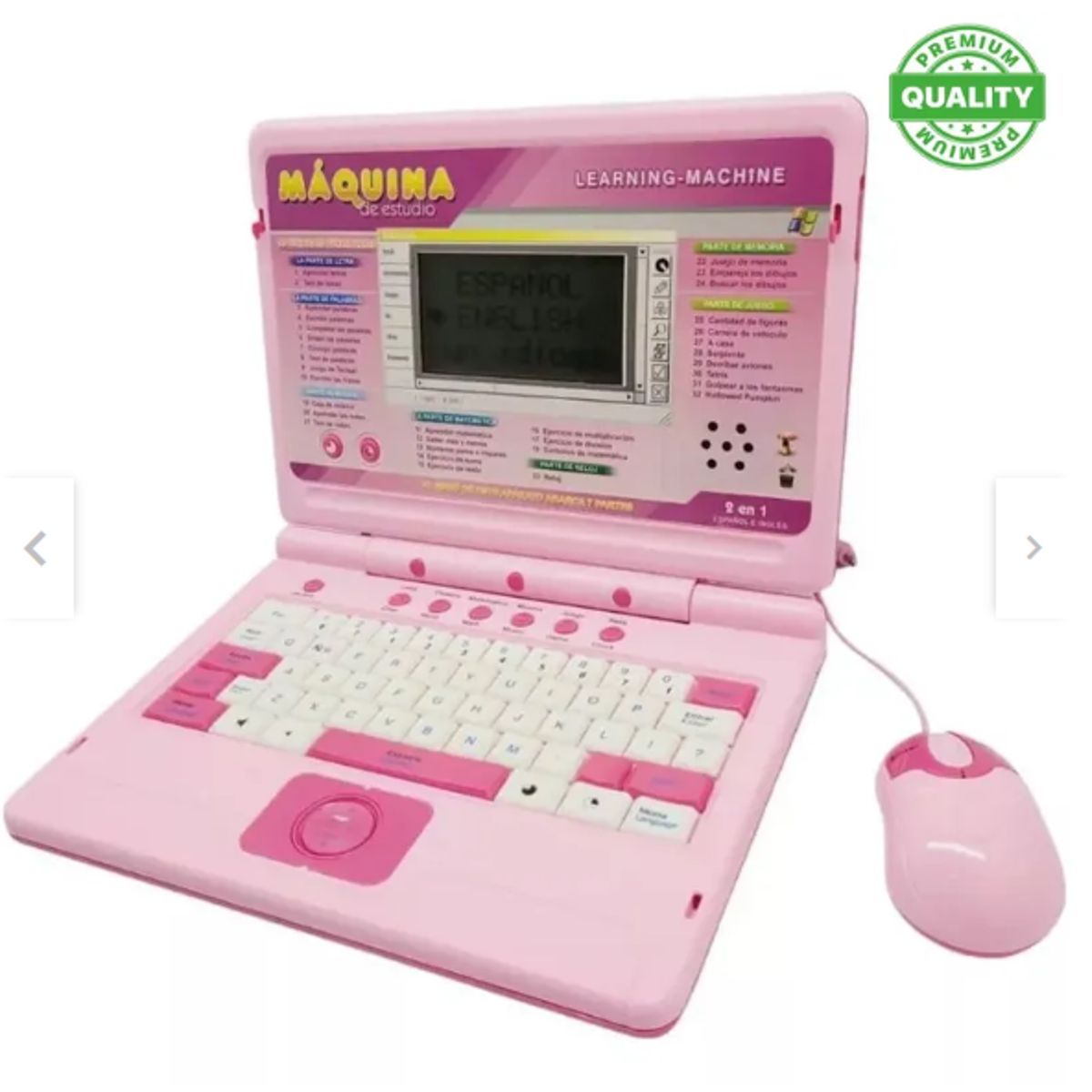 ONE PIXEL - Laptop Didáctica Computadora De Juguete Para Niños 246 Rosa