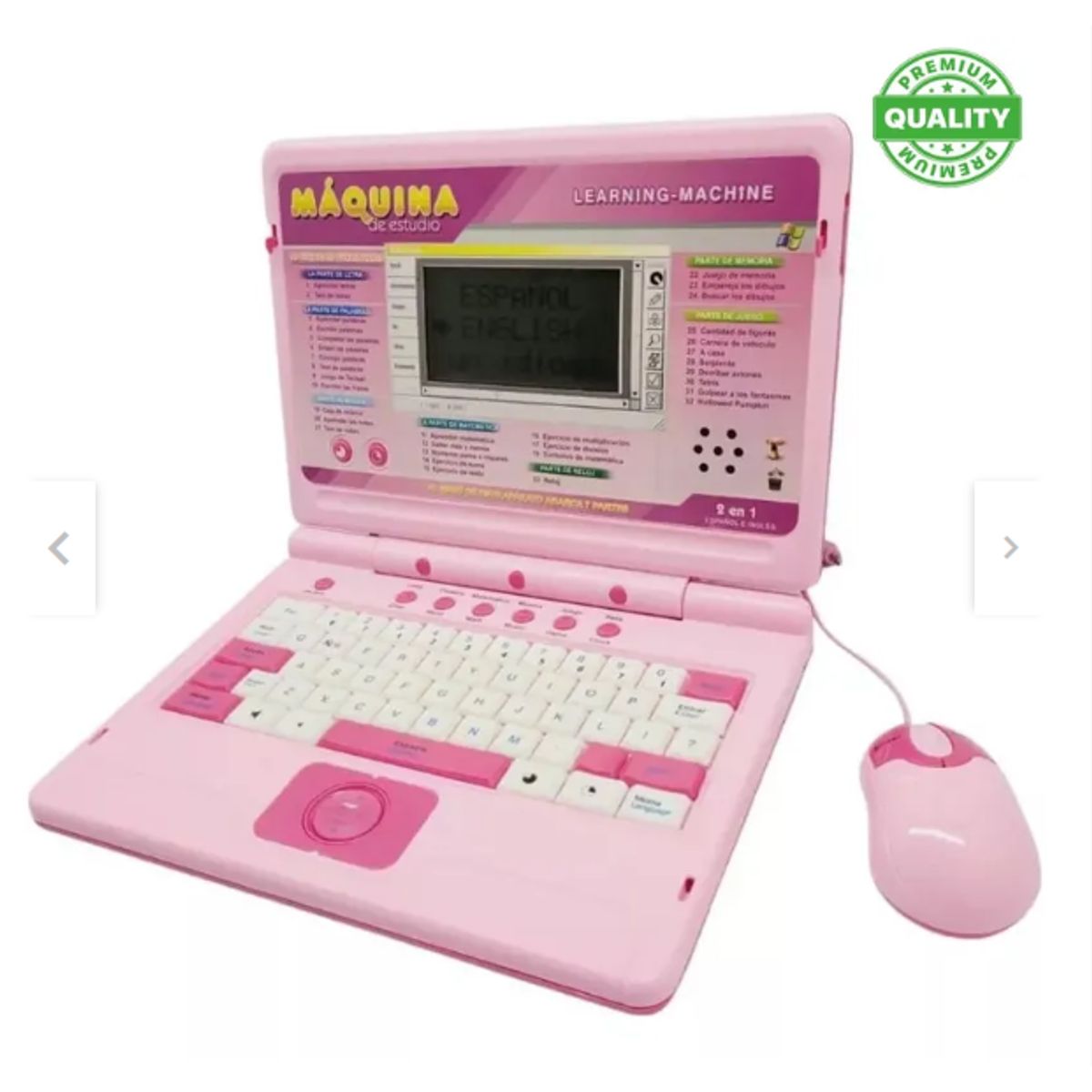 ONE PIXEL - Laptop Didáctica Computadora De Juguete Para Niños 246 Rosa