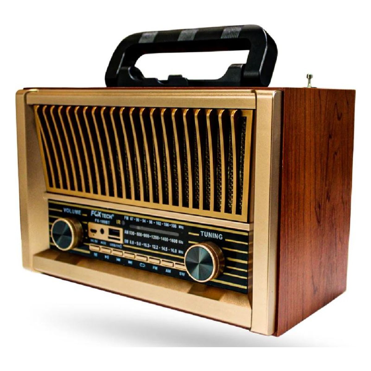 INNOVA - Radio Vintage Bluetooth Recargable Fx Parlante Retro Con Control Usb Sd Fm Am