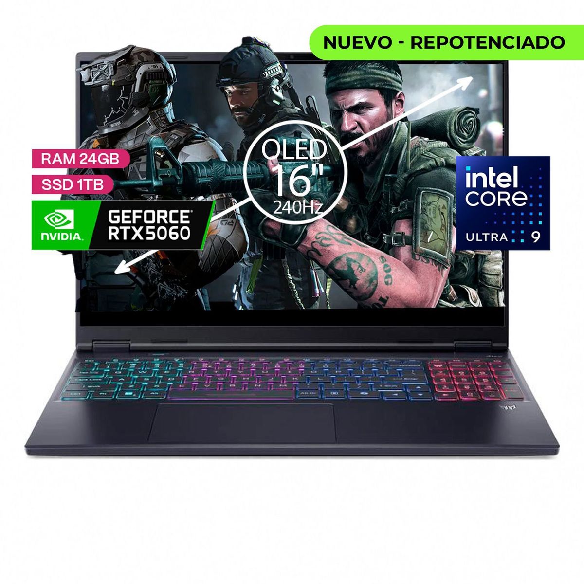 ACER - ACER PREDATOR HELIOS NEO 16S AI ULTRA 9 275HX RAM 16 GB DDR5 6400 1 TB RTX 5060 8GB 16" OLED 240 HZ
