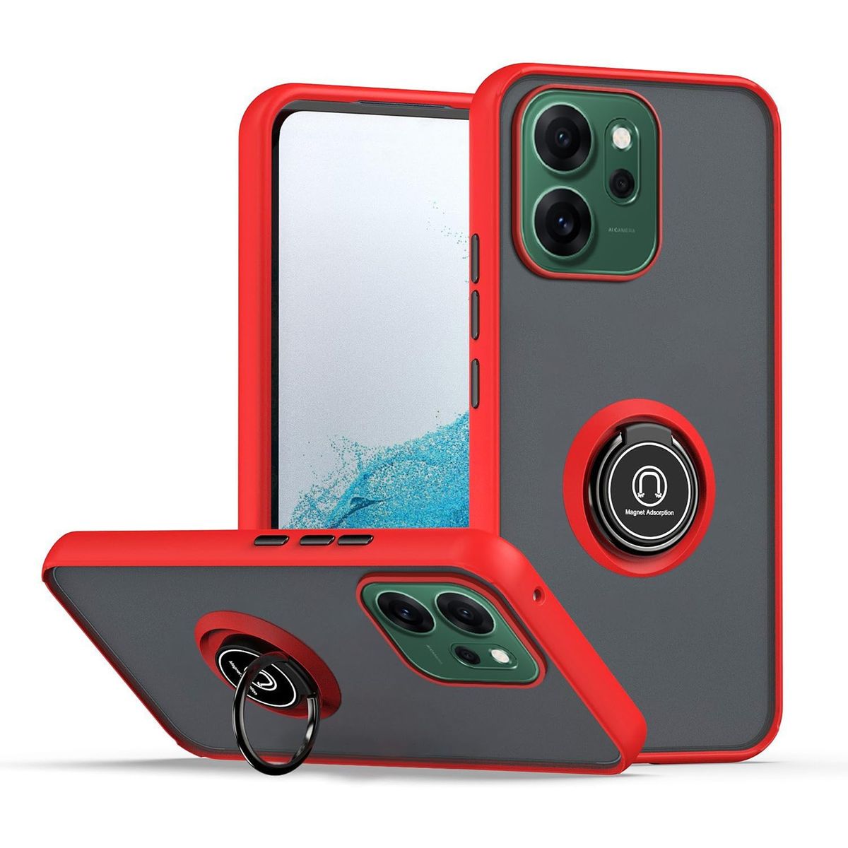 GENERICO - Funda Estuche Anti Golpes Mate Compatible Con Oppo Reno 14F 5G Rojo