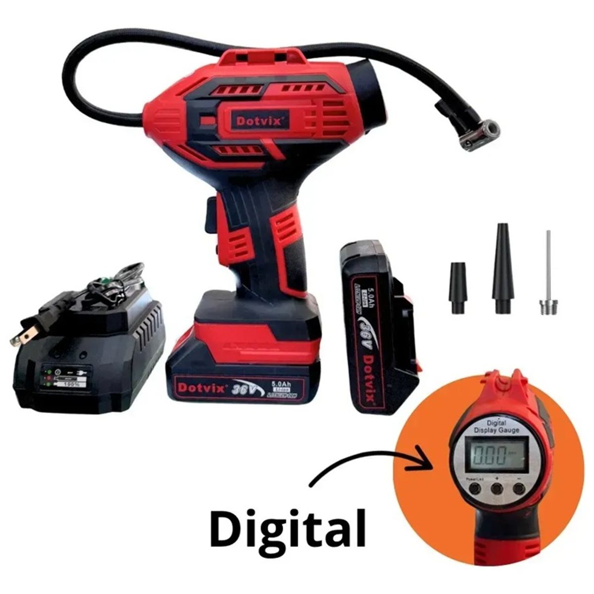 GENERICO - Inflador Portátil Digital Inalámbrico Dotvix 36V