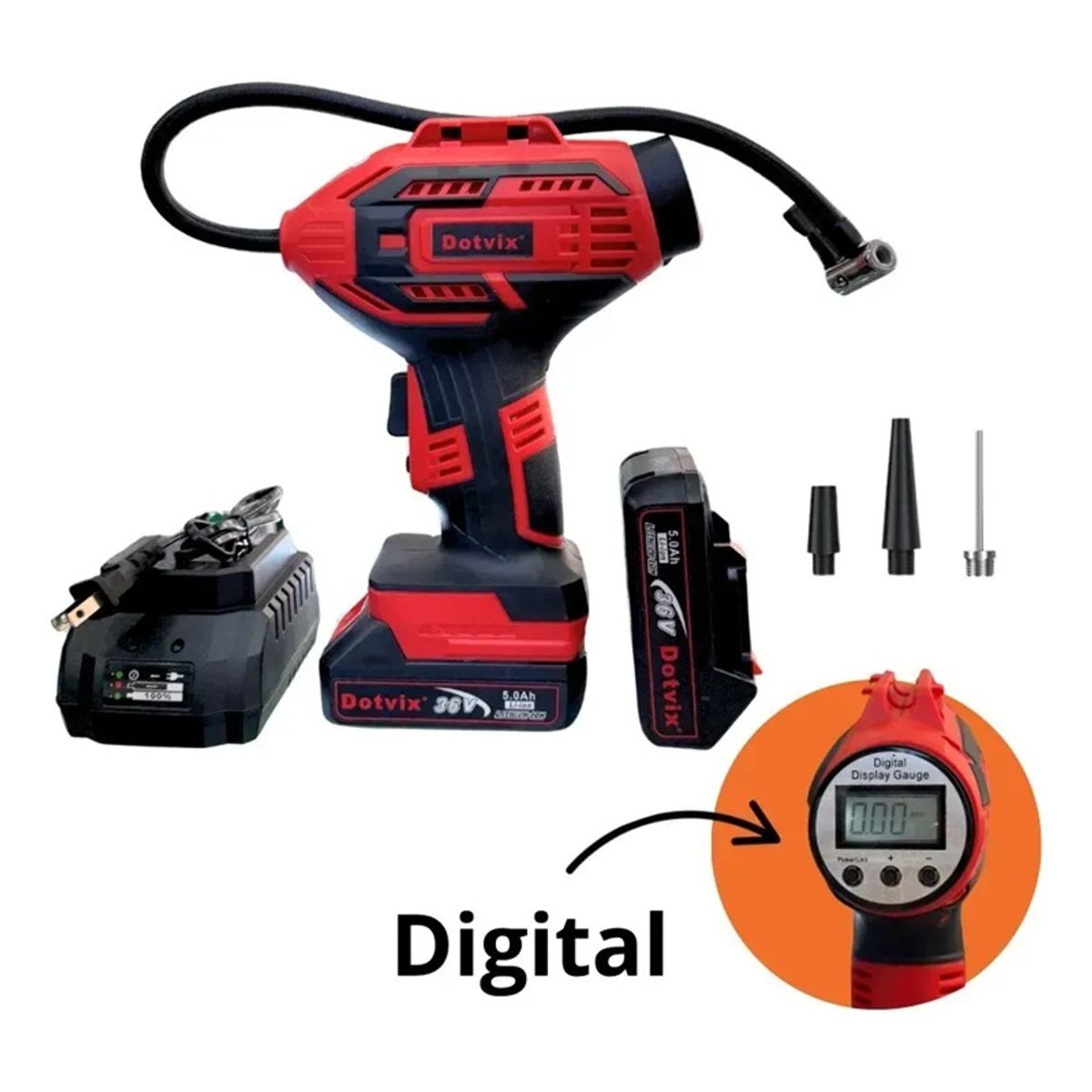 GENERICO - Inflador Portátil Digital Inalámbrico Dotvix 36V