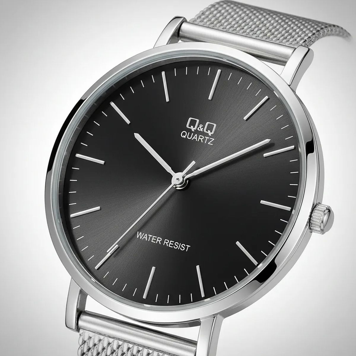 Q AND Q - Relojes Qyq Pareja en Acero Inoxidable Análogos Quartz Plateados