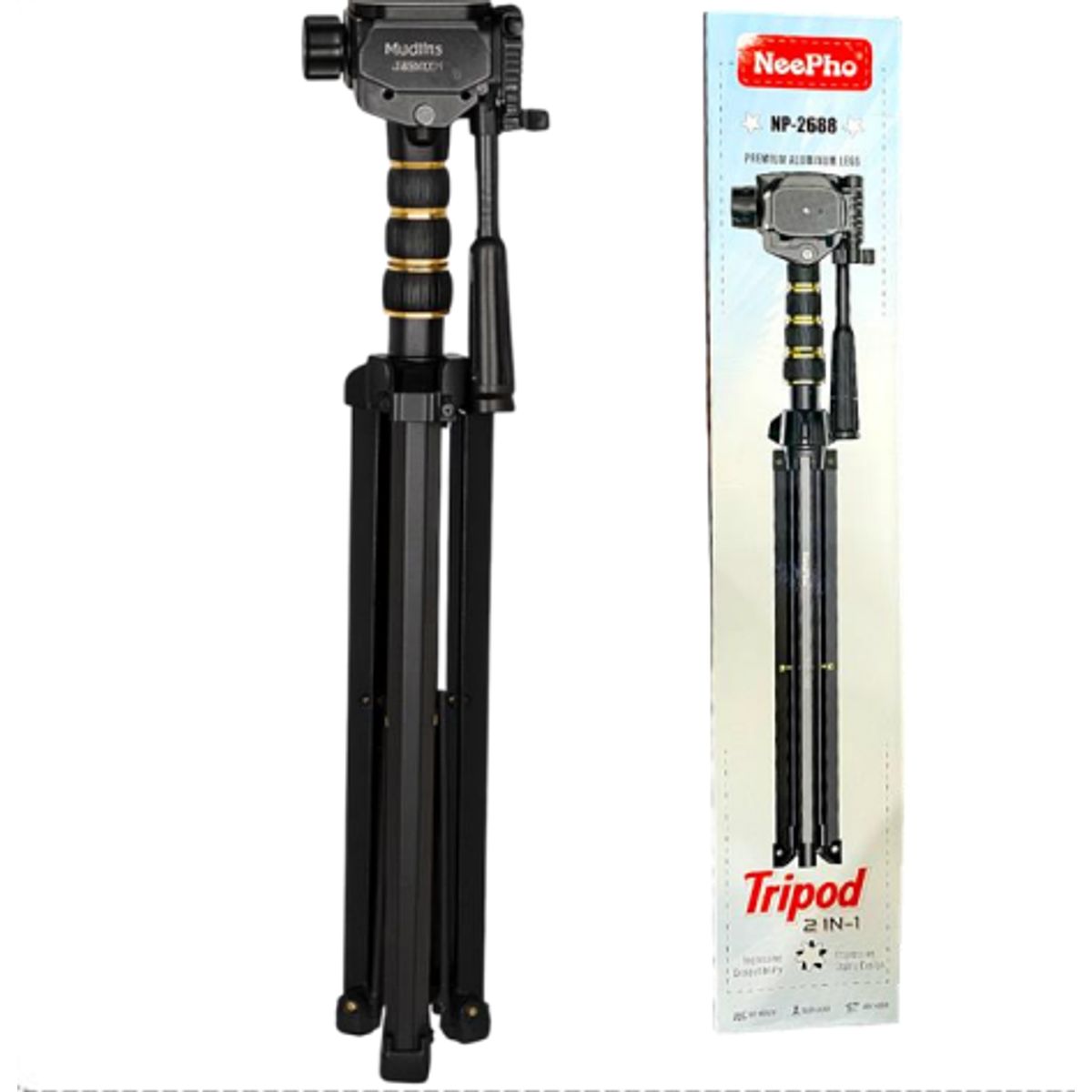 SHUNGA - Trípode Profesional 1.96 m con Paneo/Tilt, Nivel, Soporte Celular