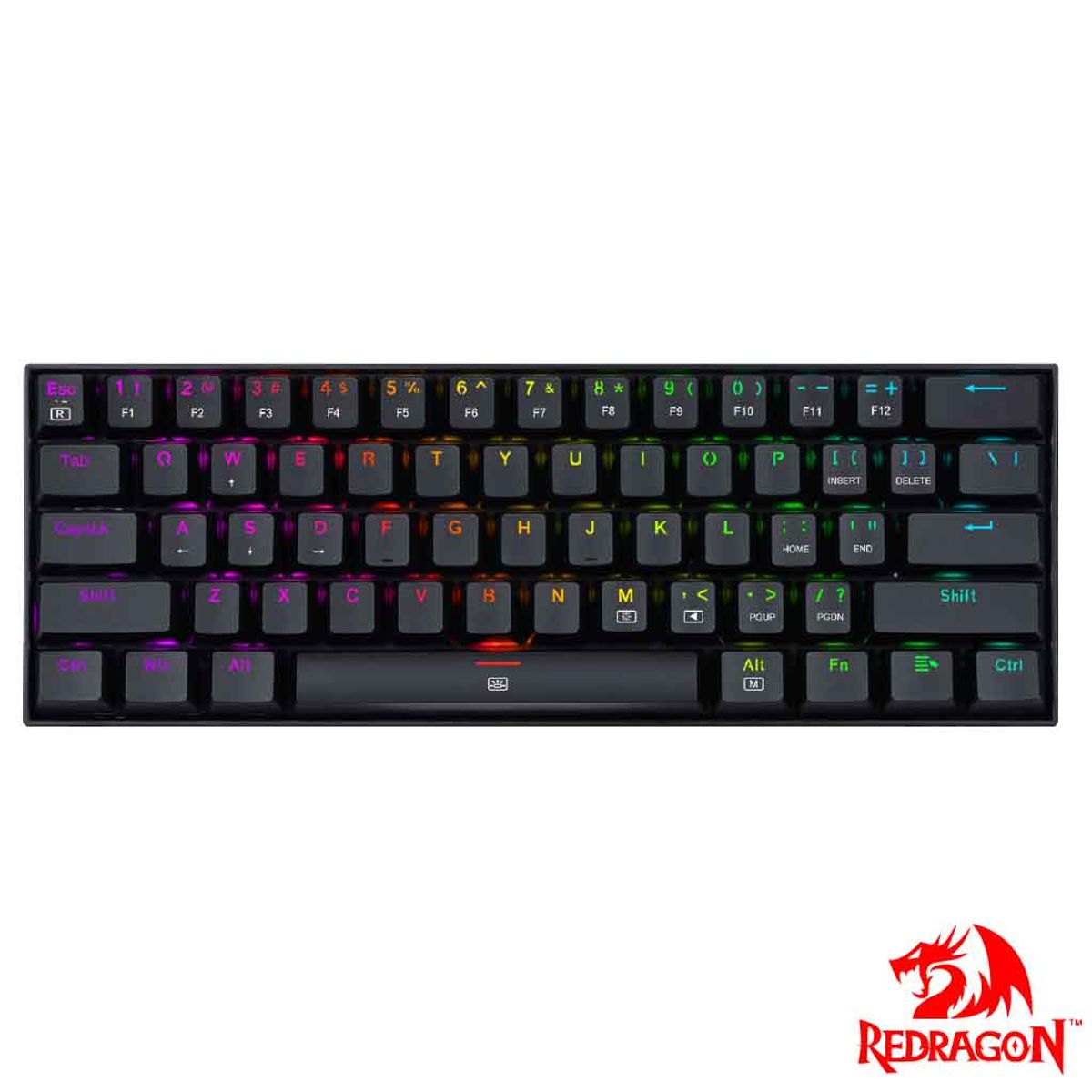 REDRAGON - TECLADO MECANICO GAMER REDRAGON K630 DRAGONBORN RGB ESPAÑOL 60% NEGRO SWITCH ROJO