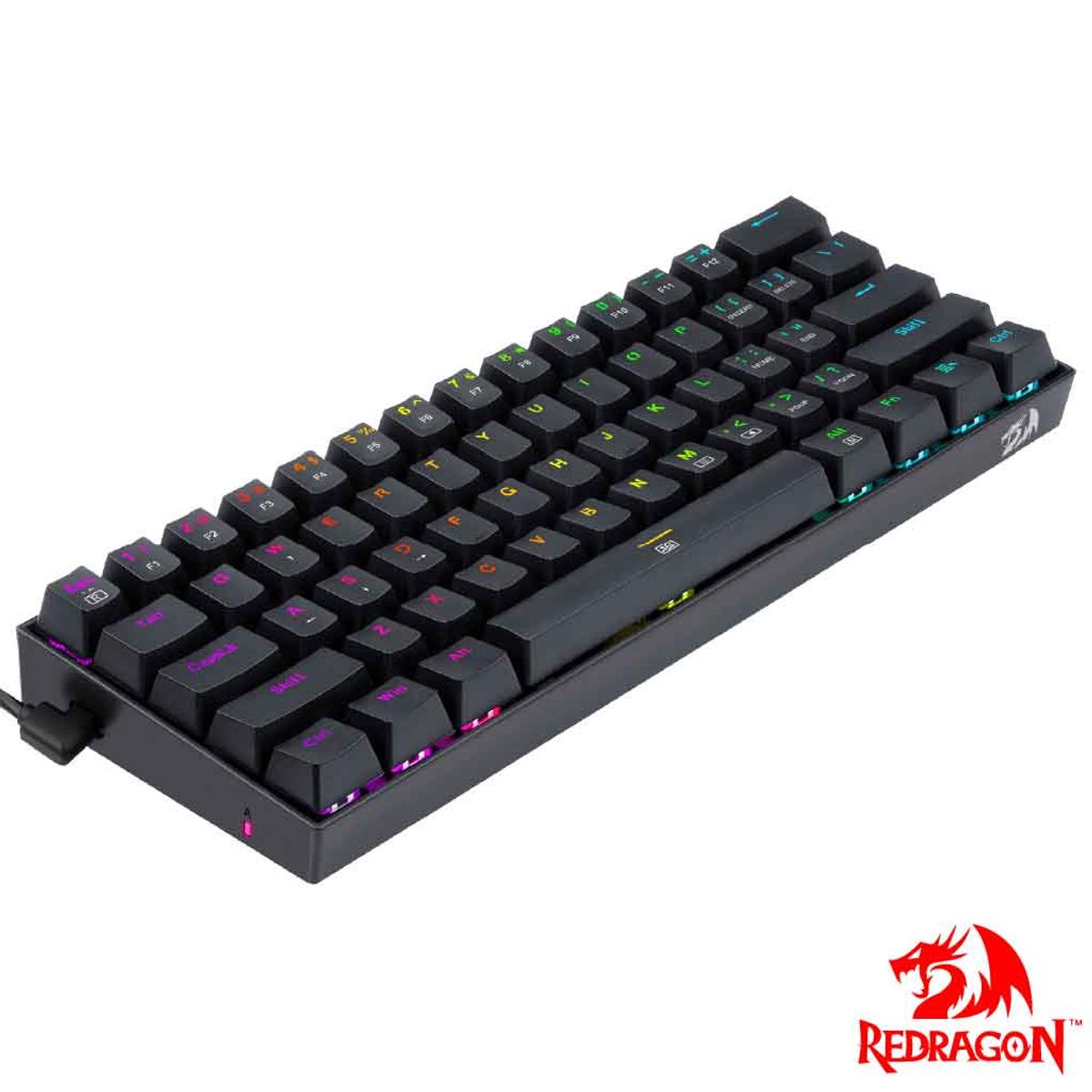 REDRAGON - TECLADO MECANICO GAMER REDRAGON K630 DRAGONBORN RGB ESPAÑOL 60% NEGRO SWITCH ROJO