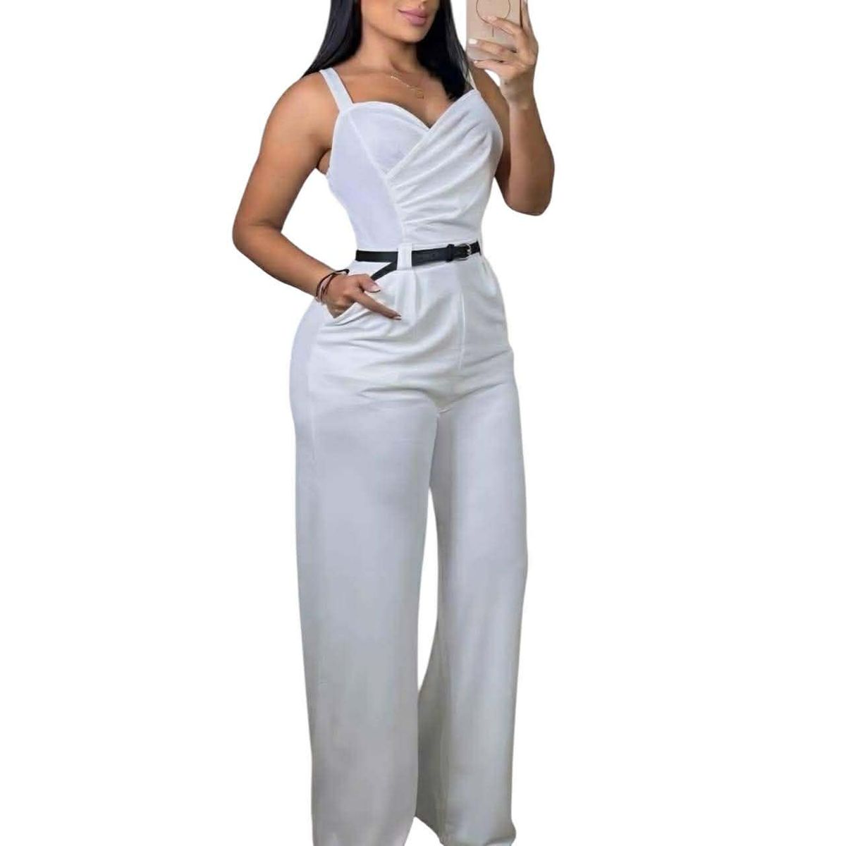 PAATAL - Enterizo pliegues Con Cinturon