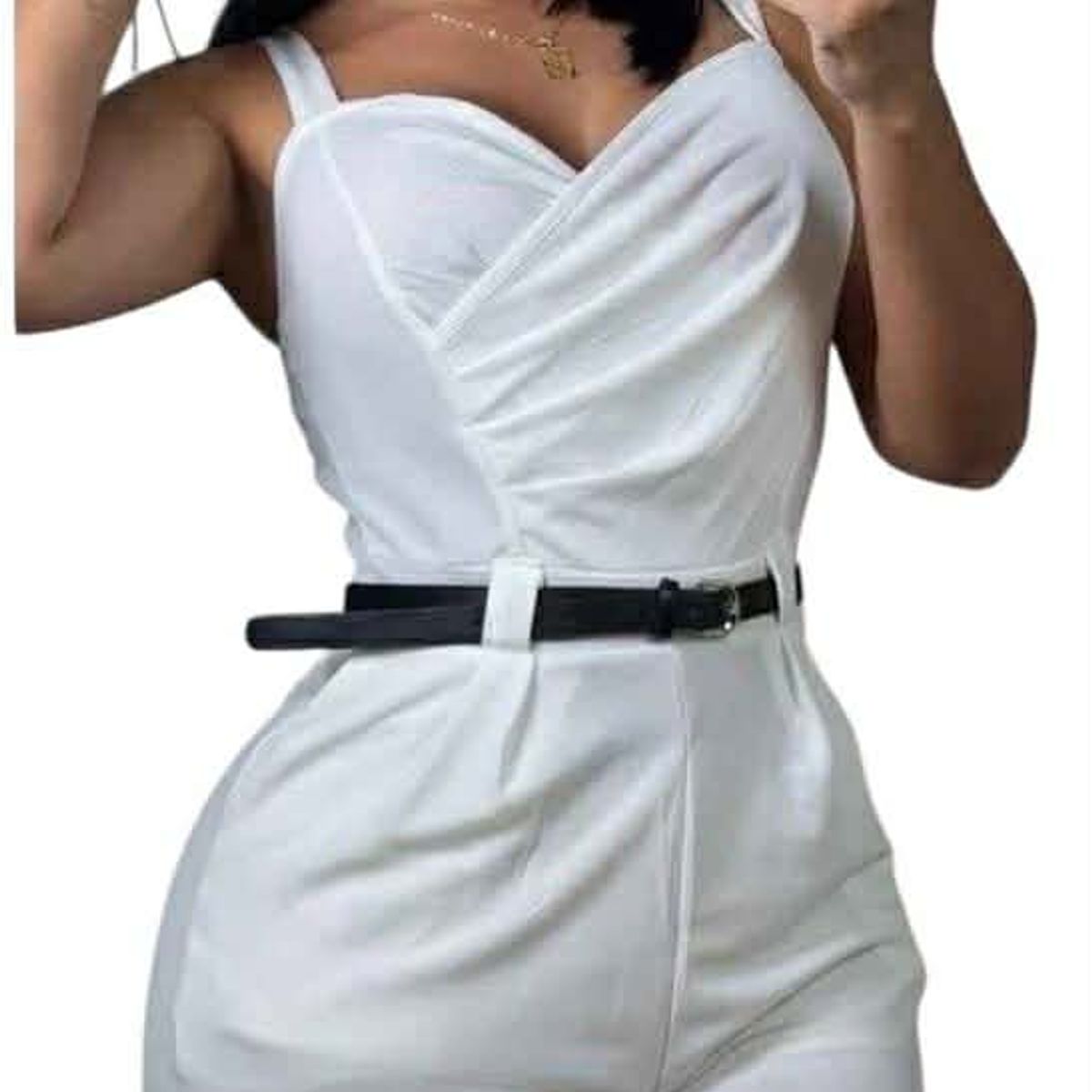 PAATAL - Enterizo pliegues Con Cinturon