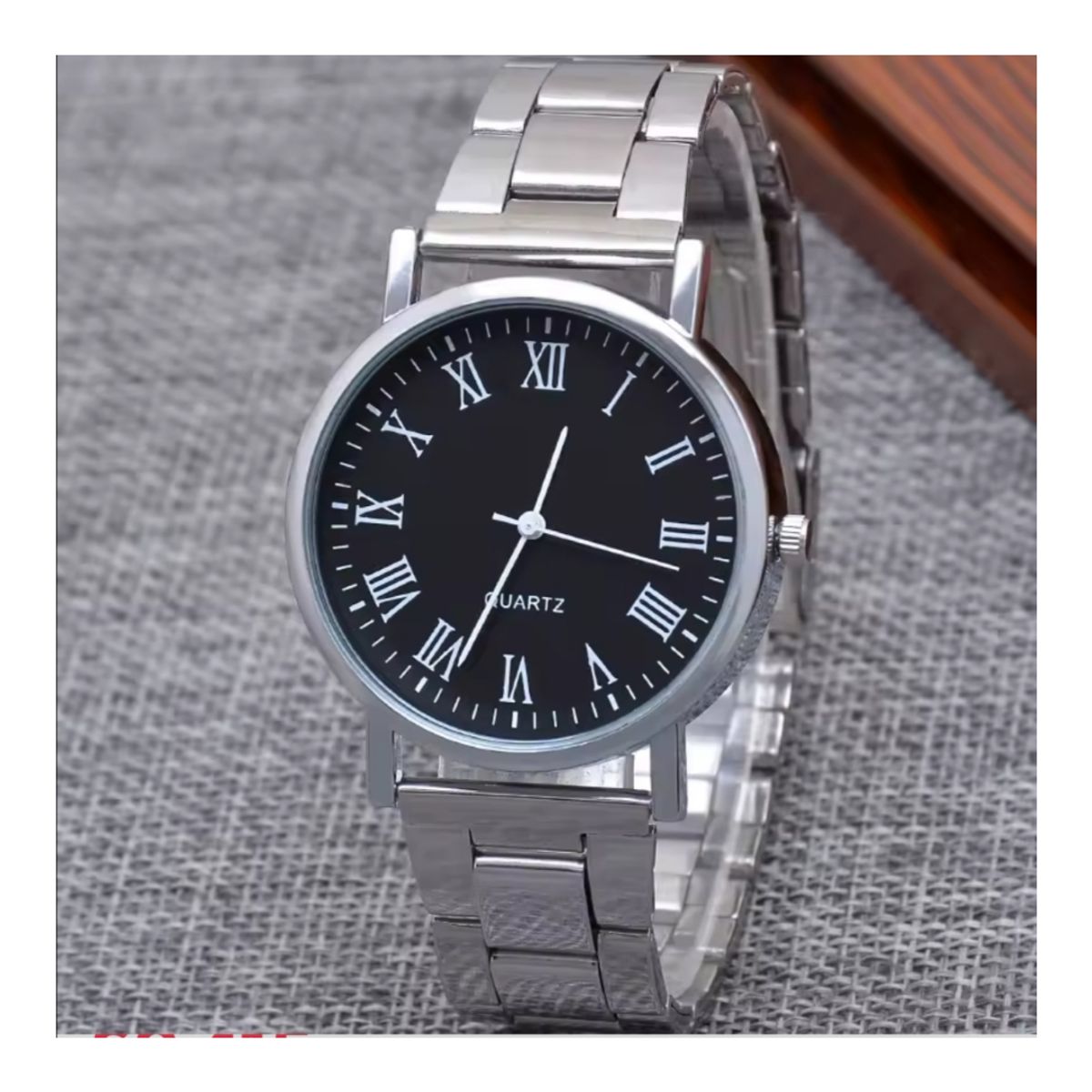 GENEVA - RELOJ ELEGANTE NEGRO CUARZO CON CORREA DE ACERO HOMBRE