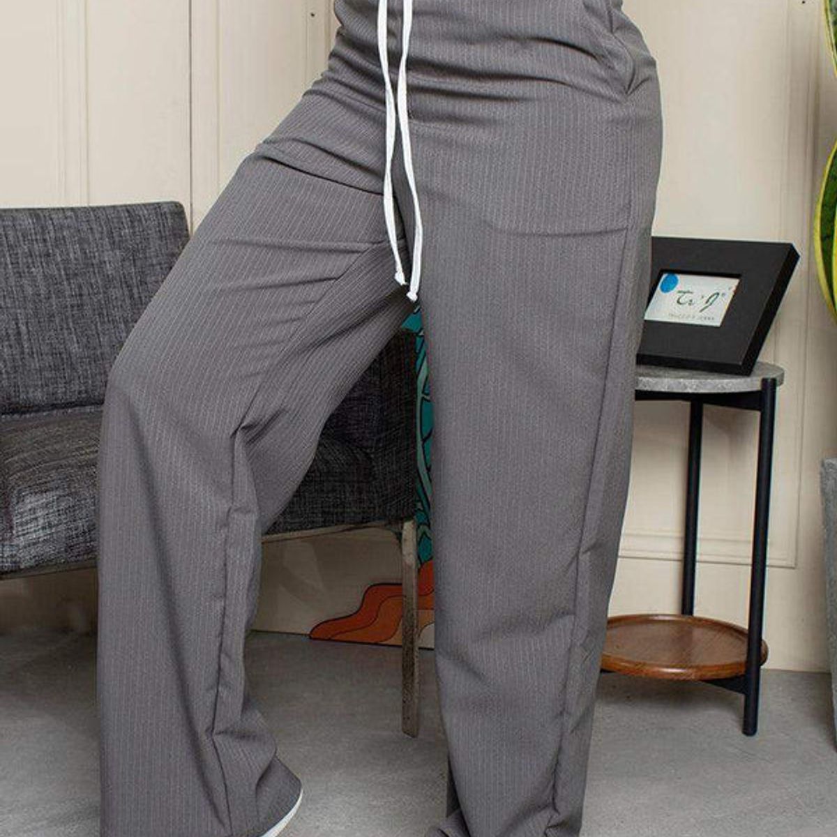 TRUCCOS JEANS - Pantalón Wide Leg Tiro Alto Doble Pretina en Contraste de Anudar Cierre Lateral Marca Trucco´s