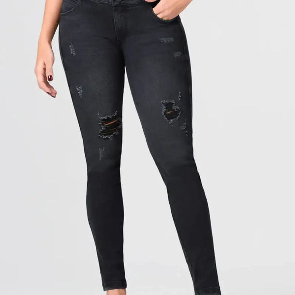TRUCCOS JEANS - Jean Skinny Color Gris Oscuro Marca Truccos