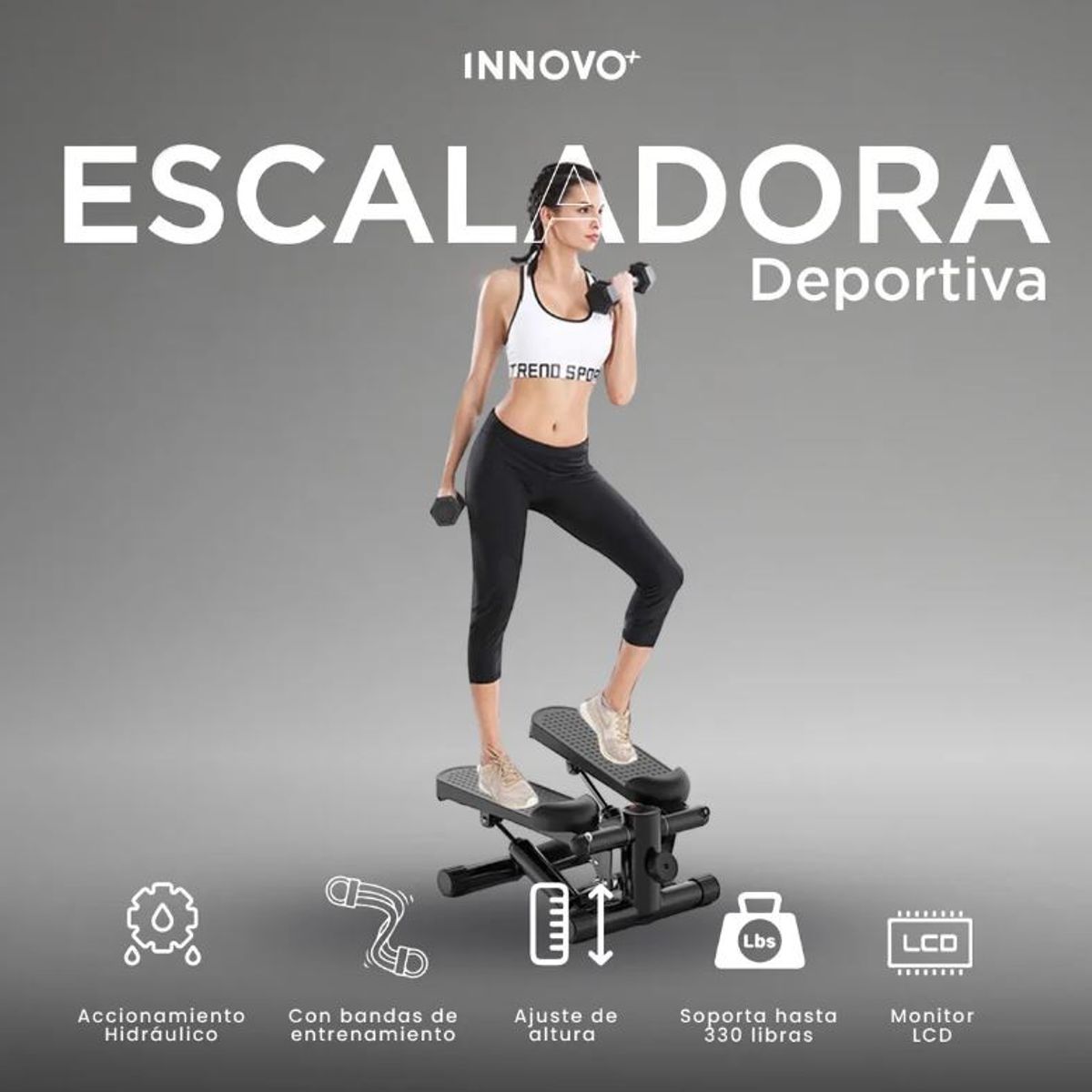 INNOVA - Mini Escaladora Deportiva Stepper Profesional Bandas Entrenamiento En Casa Estatica