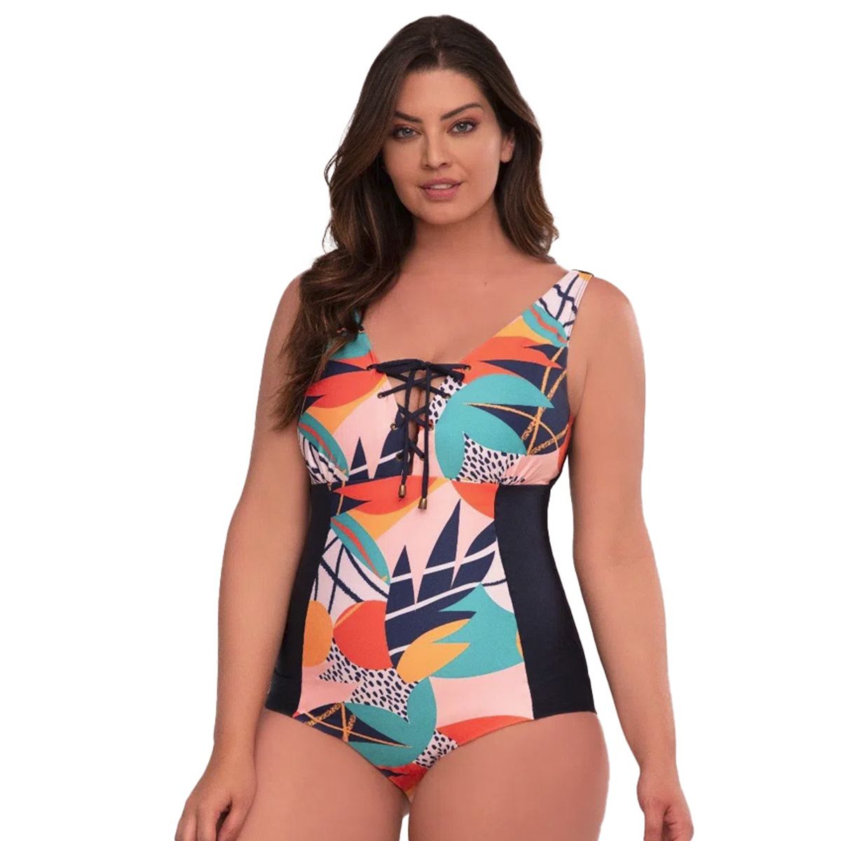 FAJATE - Vestido de baño entero con control abdominal y estampado de flores