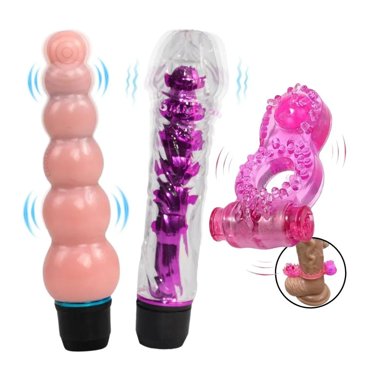 GENERICO - Kit Erotico Vibrador Bala + Anillo Retardante + Plug Vibrador Anal