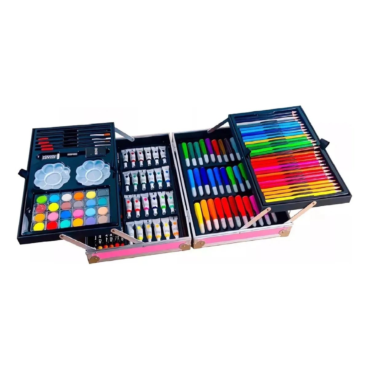 GENERICO - Kit/set De Arte Dibujo Maletin Metalico 145 Piezas Niños
