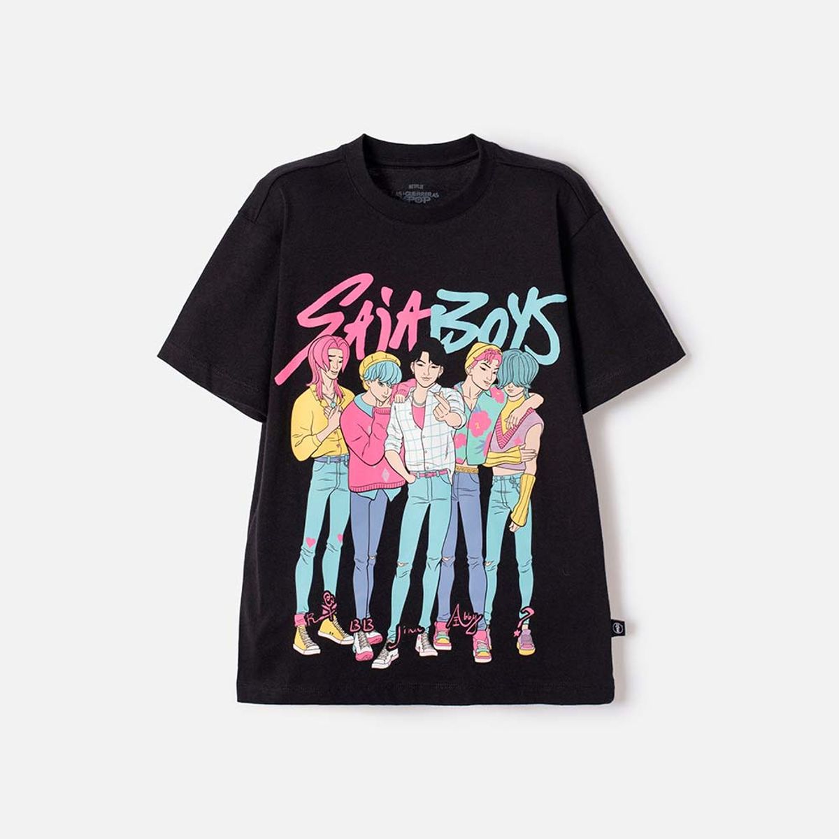 MIC - Camiseta de K- pop Demon Hunters manga corta negro para niña