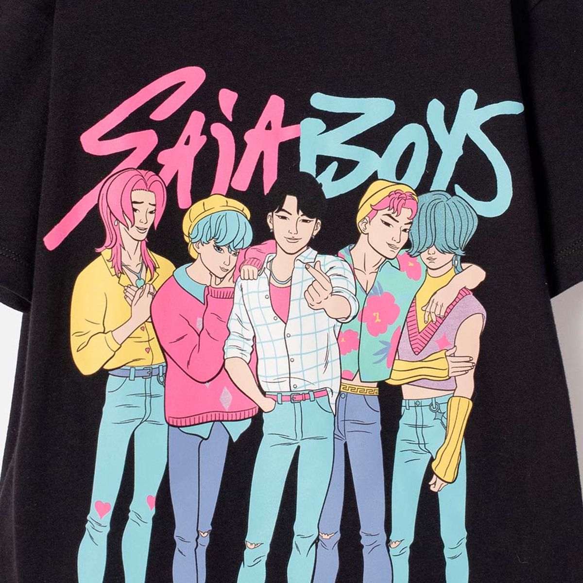 MIC - Camiseta de K- pop Demon Hunters manga corta negro para niña