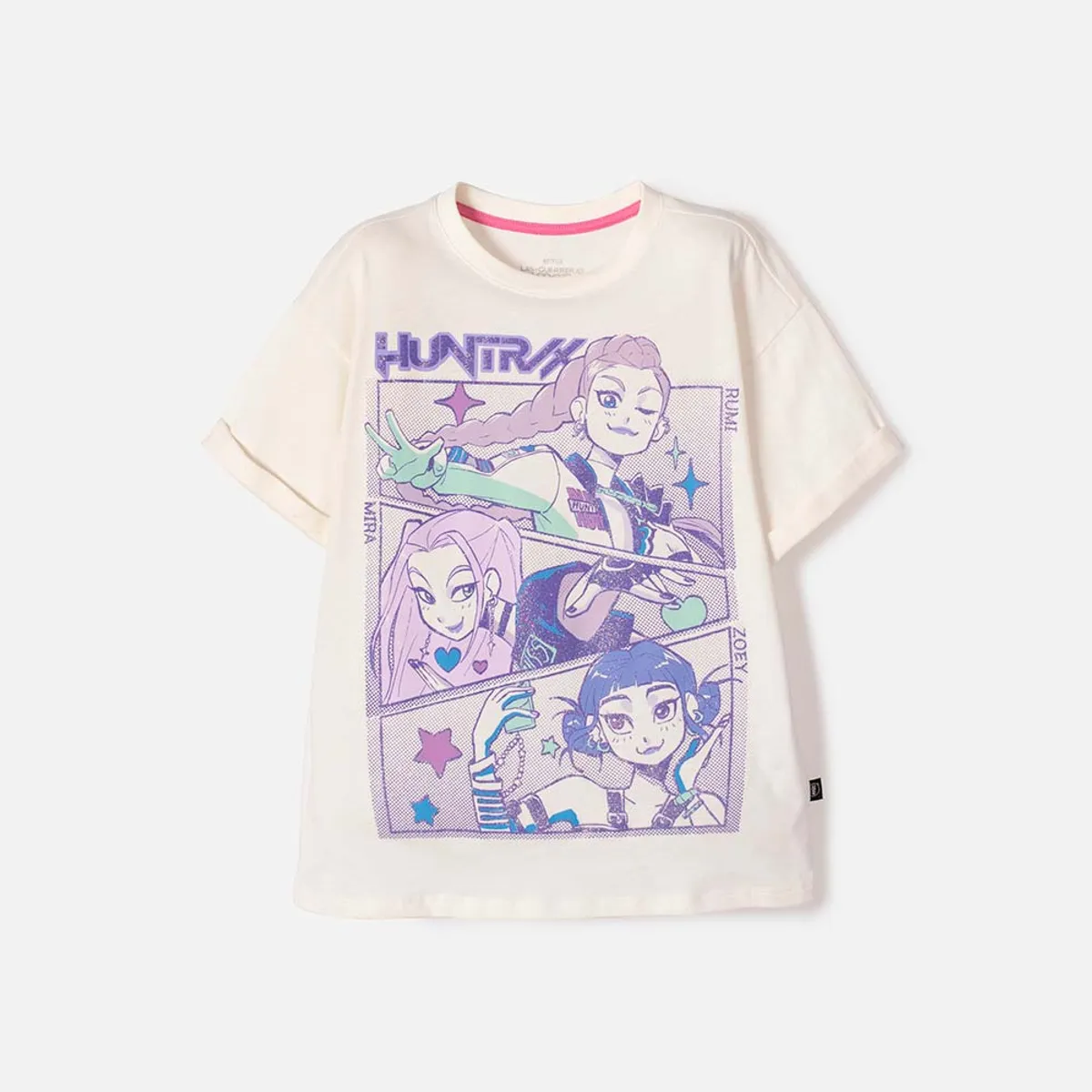 MIC - Camiseta de K- pop Demon Hunters manga corta marfil para niña