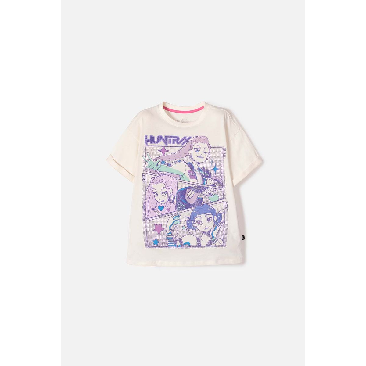 MIC - Camiseta de K- pop Demon Hunters manga corta marfil para niña