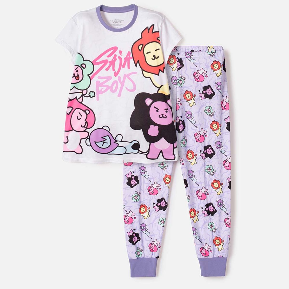 MIC - Pijama de K- pop Demon Hunters blanco y lila para niña