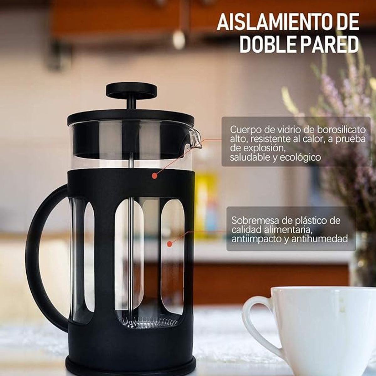 BIGCENTER - Cafetera Prensa Francesa Filtro Acero Inoxidable 350 Ml