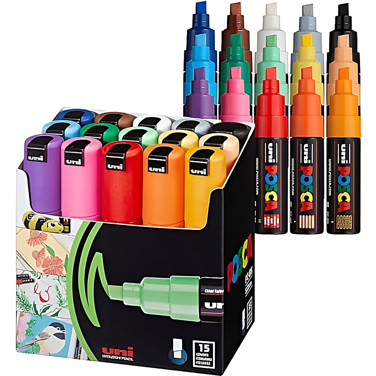 POSCA - Marcadores Posca Punta Gruesa Pc-8k X15 Colores Acrílicos