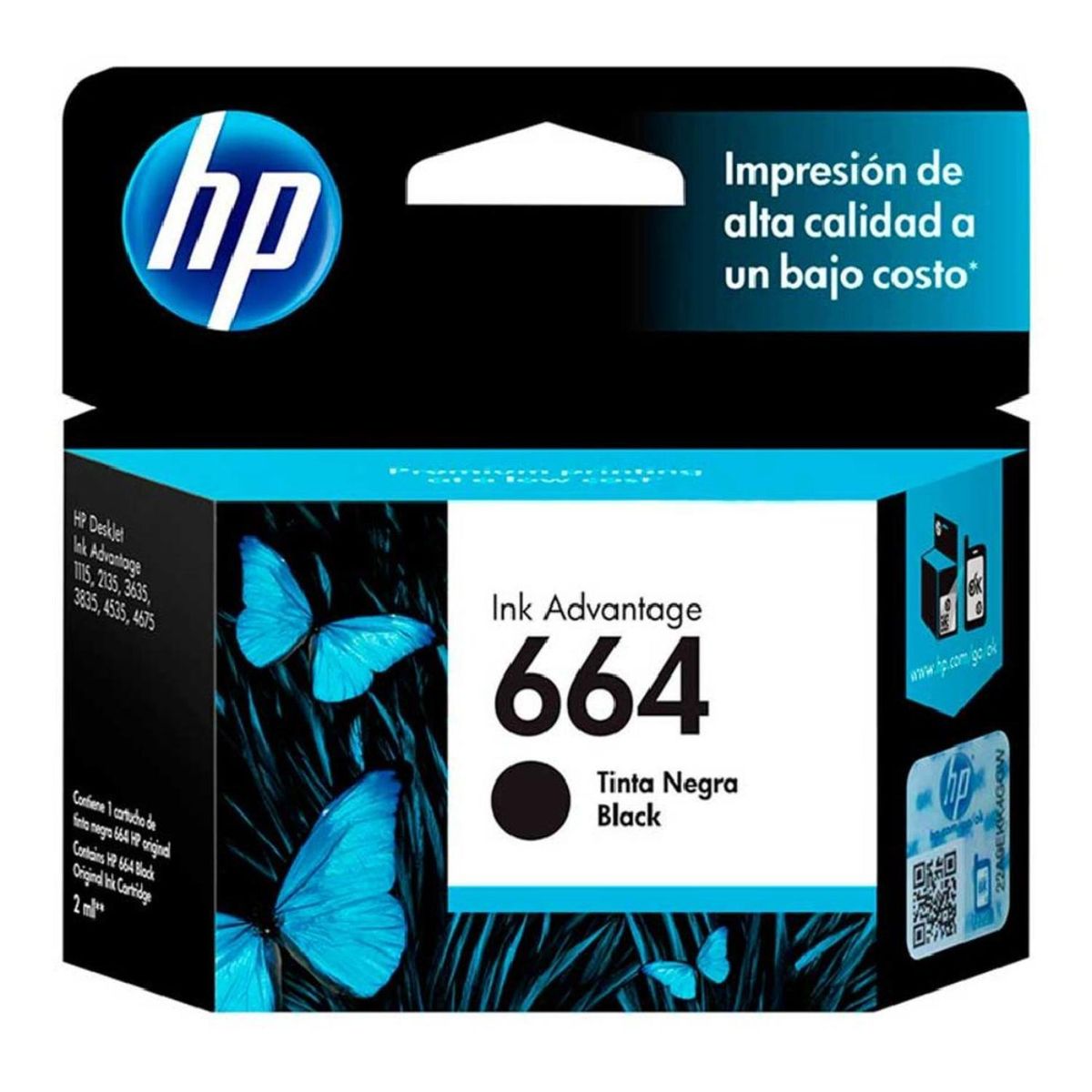 HP - Cartucho original de tinta negra HP 664 120 paginas 2ml