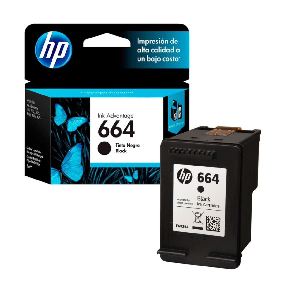 HP - Cartucho original de tinta negra HP 664 120 paginas 2ml