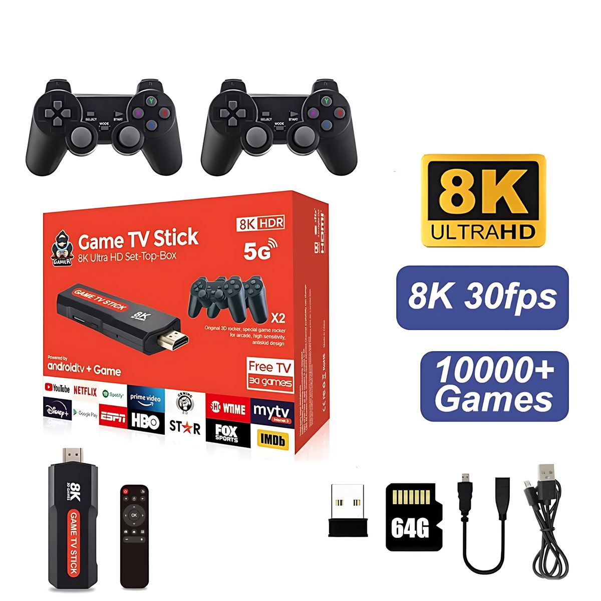 GENERICO - Consola Retro X8 Android Inalambrica TV y Juegos + HDMI 8K 